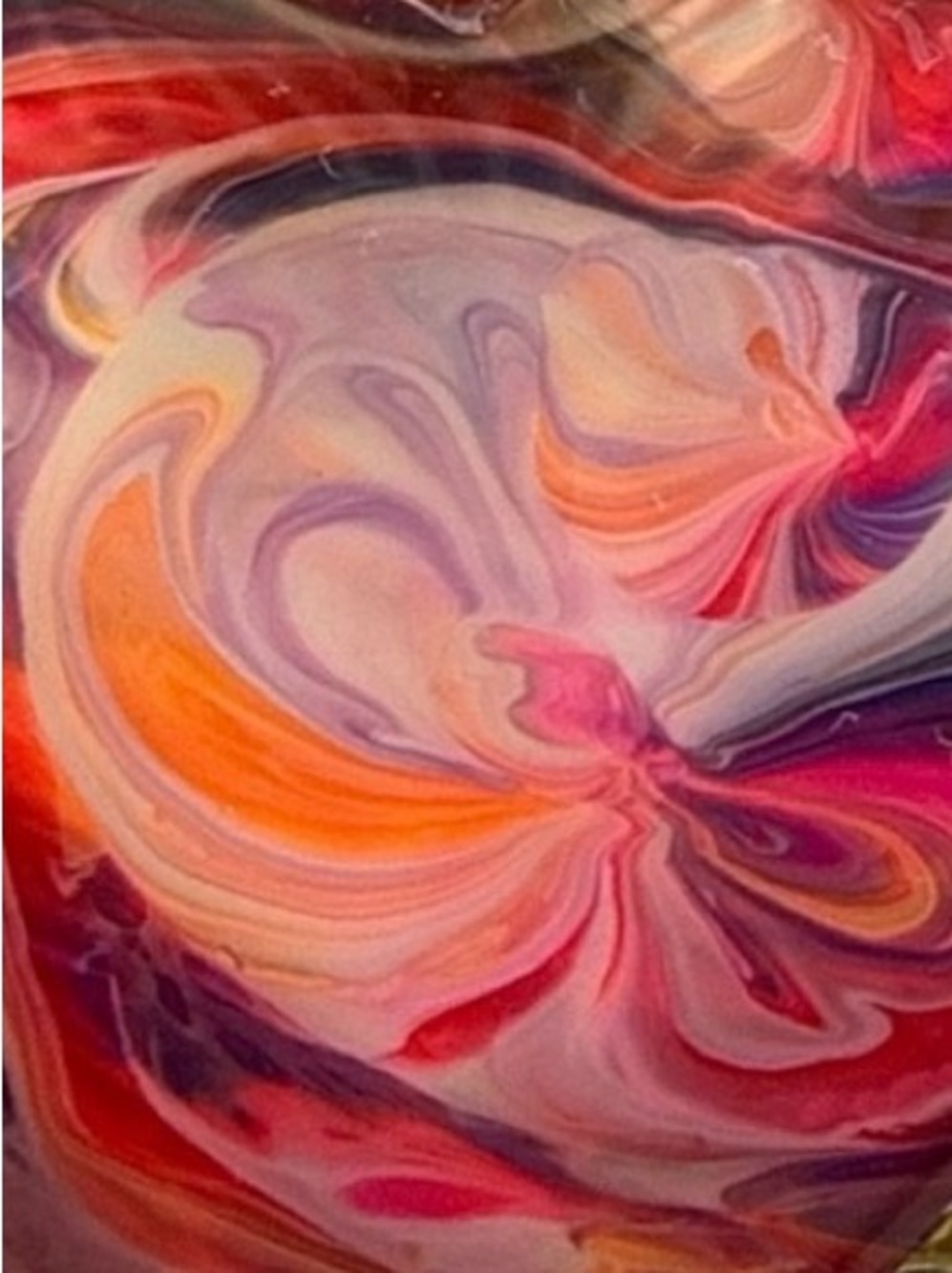 Hand Crafted Fluid Art Necklace Pink Swirl Heart Pendant by Svetlana Yeung - Picture 5 of 8